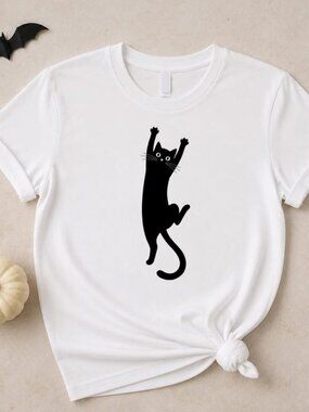 Black Cat Halloween Shirt, Funny Spooky Cat Tee, Cute Halloween Cat Shirt